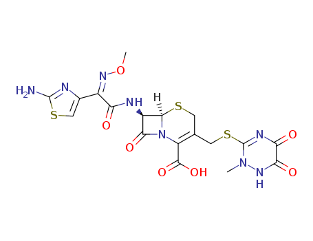 (6R,7R)-7-[[(2E)-2-(2-Amino-1,3-thiazol-4-yl)-2-methoxyiminoacetyl]amino]-3-[(2-methyl-5,6-dioxo-1H-1,2,4-triazin-3-yl)sulfanylmethyl]-8-oxo-5-thia-1-azabicyclo[4.2.0]oct-2-ene-2-carboxylic acid/73384-59-5